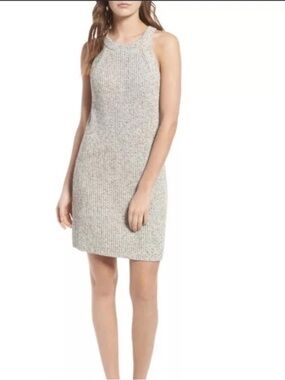 Madewell Light Gray Ribbed Halter Knit Dress EUC Medium